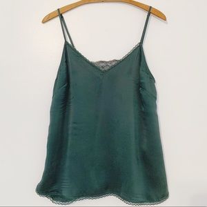 Anthropologie Silk Emerald Tank